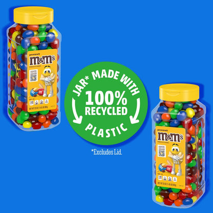 M&M's Peanut Candy Jars, Assorted Chocolate Candies, Party Size Bulk, Movie Night Treats, Buffet Chocolates, Resealable and Recyclable, 23 Ounces Each, Pack of 2