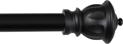 Kenney Kiera Crown Adjustable Curtain Rod, 28 to 48 Inches, Extendable Set, Matte Black