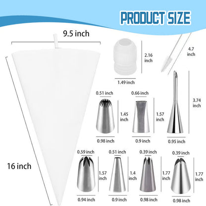 Reusable Piping Bags and Tips Set – 16" Pastry Bags for Cake Decorating, Cupcakes & Cookies with Frosting Tips – Leak-Proof Cotton Icing Bags, Eco-Friendly Baking Kit for Home Bakers & Beginners