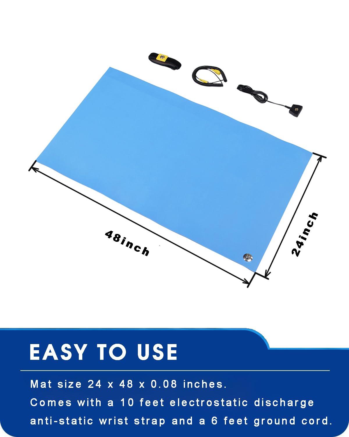 Anti Static Mat for Pc ESD Mat: 24"X48" Soldering Table Mat Kit Computer Electronics Repair- Heat Resistant Static Mat（Blue）