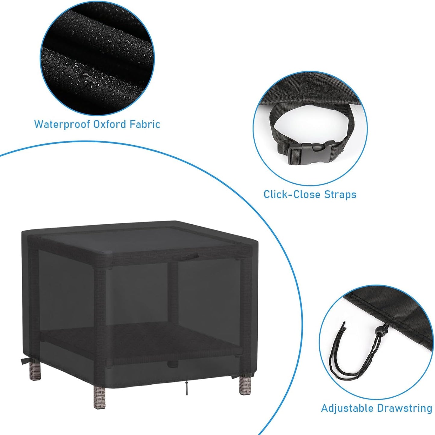16 Inch, 16 16 17 Inch Patio Ottoman Cover Square Waterproof Outdoor Side Table Furniture Covers, Heavy Duty Outdoor