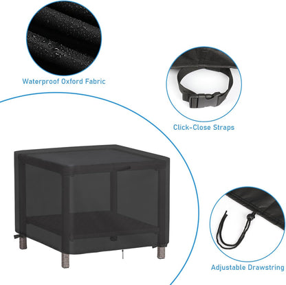 16 Inch, 16 16 17 Inch Patio Ottoman Cover Square Waterproof Outdoor Side Table Furniture Covers, Heavy Duty Outdoor