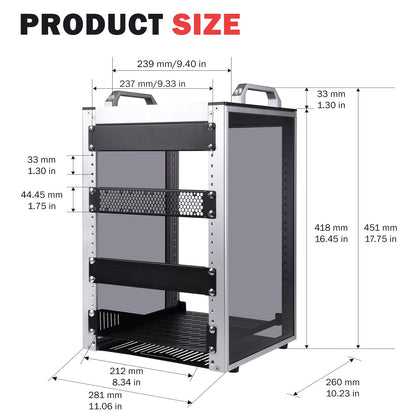 GeeekPi 8U Server Rack Cabinet, DeskPi RackMate T1 Plus,10 inch Network Rack for Servers, Network, A/V Equipment, 10.23inch/260mm Depth (Silver)