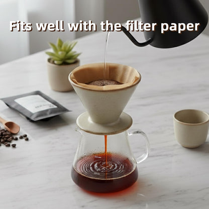 DIF DECO Ceramic Pour Over Coffee Dripper, Reusable Porcelain Portable Pour Over Coffee Maker, Slow Brewing Accessories with 1 Holes for Home, Office, Travel, Camping (Brown)