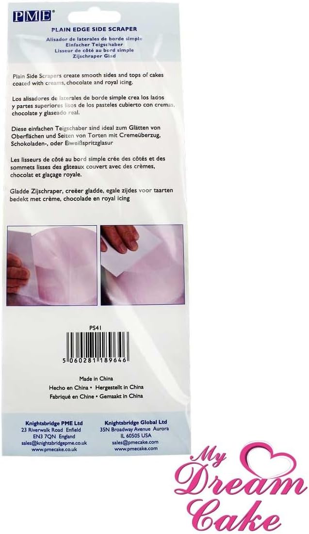PME Cake Decorating 8" Tall Plain Edge Plastic Side Scraper - 8 x 3.7 Inches, White