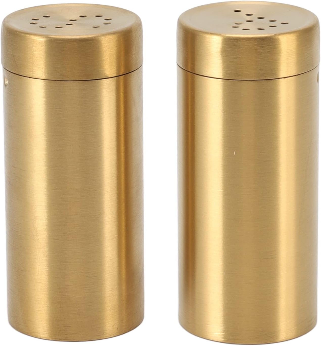 DEWIN 2Pcs Gold Spice Jar, Stainless Steel Rustproof Screw Open Top Seasoning Shaker for Salt, Sugar, Pepper