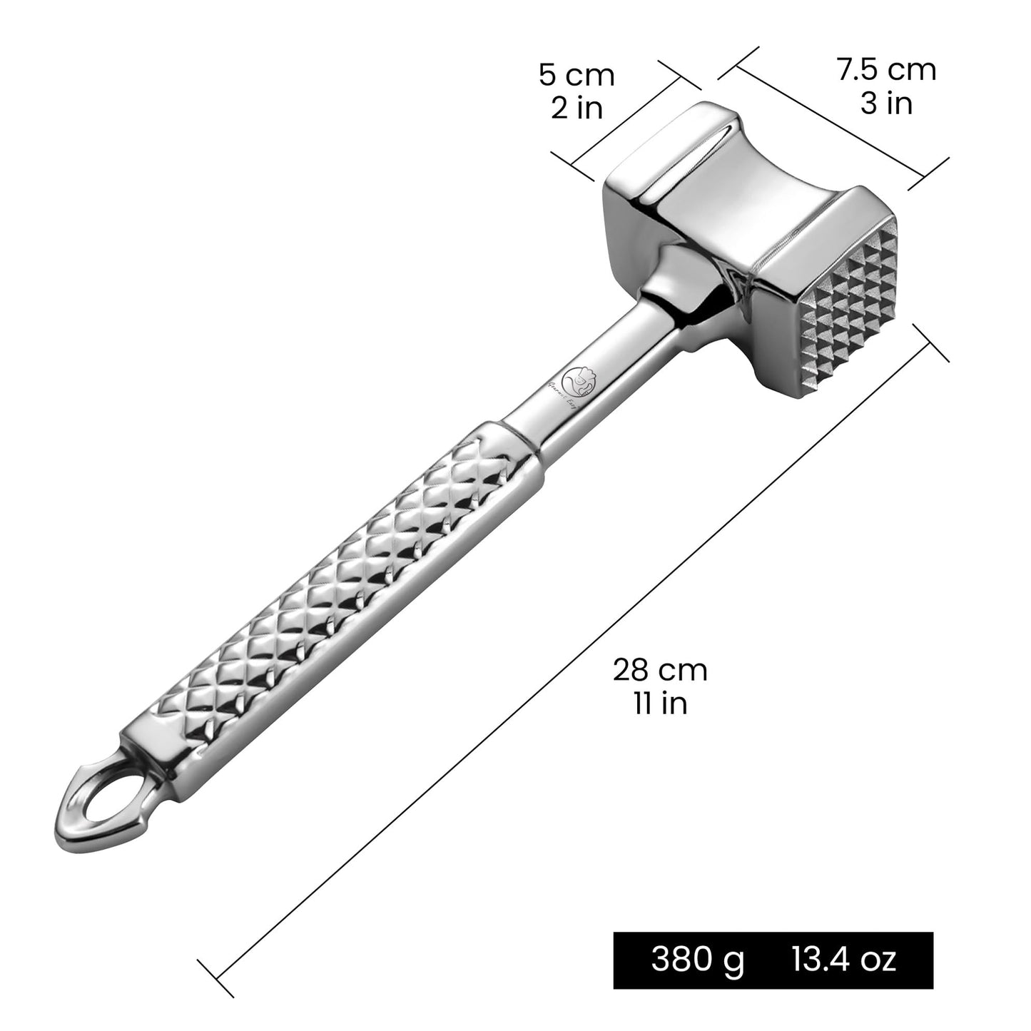Stainless Steel Meat Tenderizer Tool, Premium Meat Mallet with Non-Slip Grip, Dual-sided Kitchen Mallet Ideal for Tenderizing Steak, Poultry & Chicken Cutlet, Dishwasher Safe with Lifetime Replacement