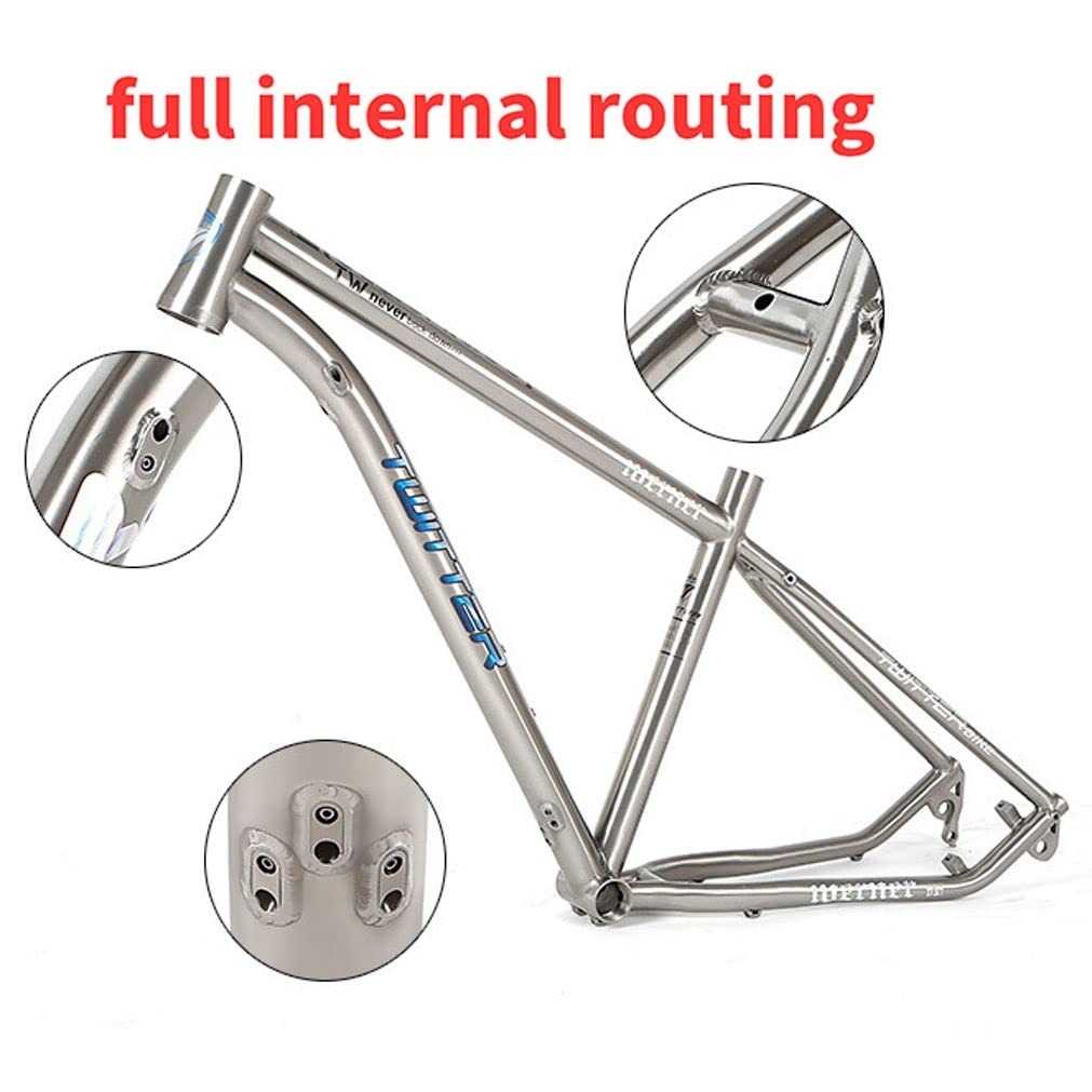 HIMALO Bike Frame 27.5/29er Mountain Bike Frame 15.5''/17''/19'' Lightweight Titanium Alloy Rigid Frame Disc Brake Thru Axle 12x142mm XC AM(27.5 * 17'')