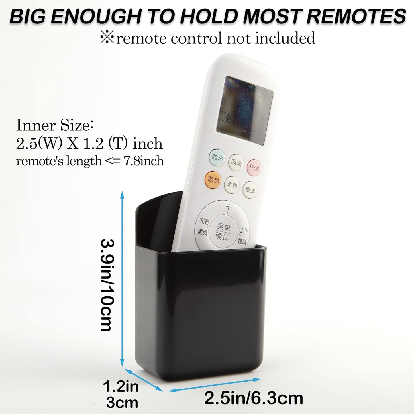 Remote Control Holder Wall Mount 6 Pack, Hole-Free Storage Box for TV, Fan, Light, Air-Conditioner, Black
