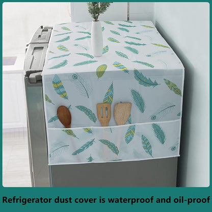 Refrigerator Dust-Proof Cover - Waterproof PEVA Material with Storage Pockets for Multi-Purpose Use
