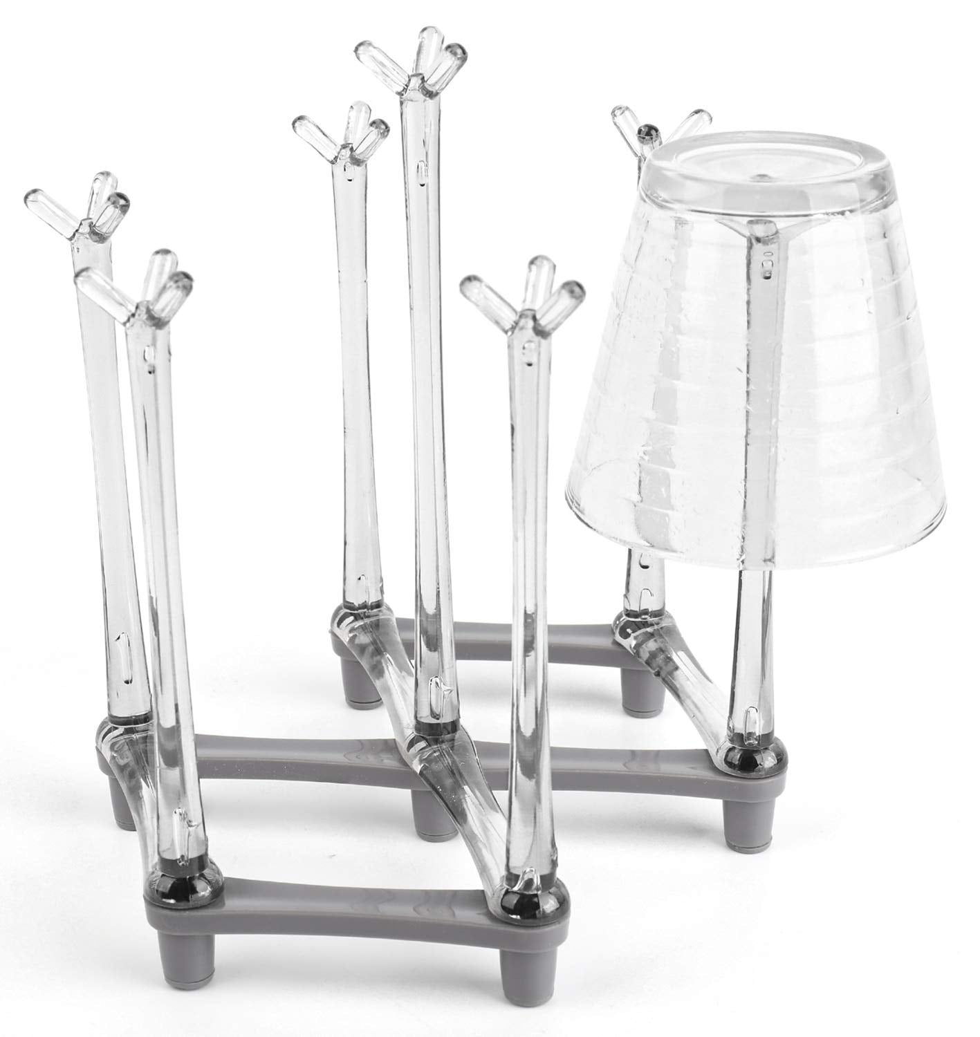 Yesland 2 Pack Retractable Cup Drying Rack, Plastic Non-slip Bottom Mug Tree Holder Organizer Rack Stand for Drinking Glass and Sports Bottle Drainer for Kitchen