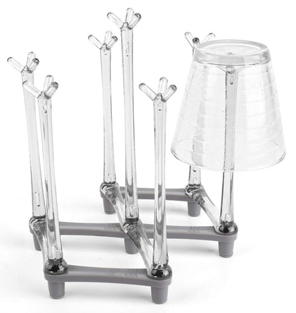 Yesland 2 Pack Retractable Cup Drying Rack, Plastic Non-slip Bottom Mug Tree Holder Organizer Rack Stand for Drinking Glass and Sports Bottle Drainer for Kitchen