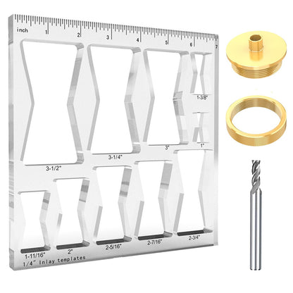 10 in 1 Woodworking Router Templates Set, Butterfly Bowtie Inlay Jig Template, Includes 1/4" Router Bushing Guide Liner, Nut and 1/4 Inch Router Bits for Wood DIY Craft Projects ﻿