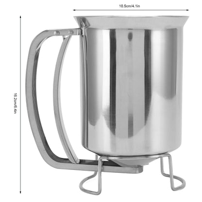 Stainless Steel Pancake Batter Dispenser with Funnel, 1000ml Squeeze Bottle for Pancakes, Cupcakes, Muffins, Crepes, and Waffles, Easy-Pour Baking Tool with Measurement Marks