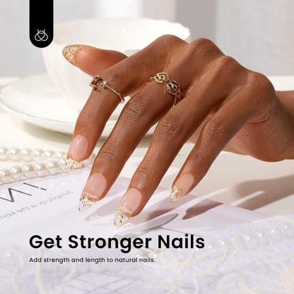 Beetles Builder Gel Set,3 Pcs 8 in 1 Nail Strengthening Apex Building Extension for Beginner DIY Salon at Home,Clear Builder Nail for Nails with Base and Top Coat Gel,UV & LED Lamp Needed