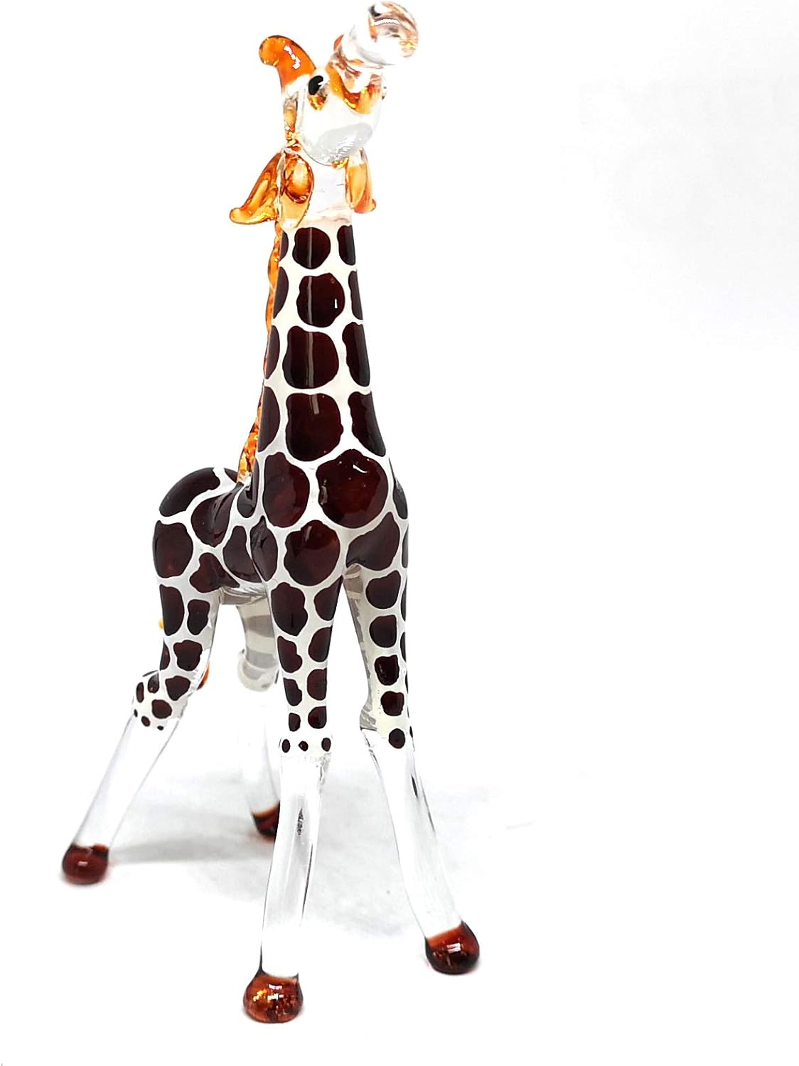 ZOOCRAFT Collectible Glass Giraffe Figurine - Hand Blown Safari Miniature Animal Home Decoration Statue