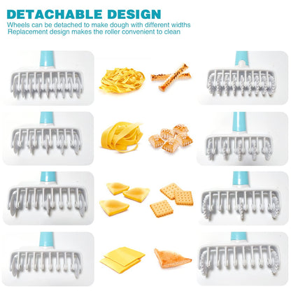 Pastry Dough Lattice Cutter Wheel Roller Fondant Ribbon Cutter with 4 Different Gears Embosser Set Household Time-Saver Baking Pastry Tools for Dough Cookie Pie Pizza Bread Pastry