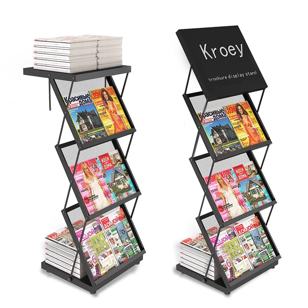Kroey foldable brochure display stand,magazine holder for exhibition and trade show,Office magazine rack