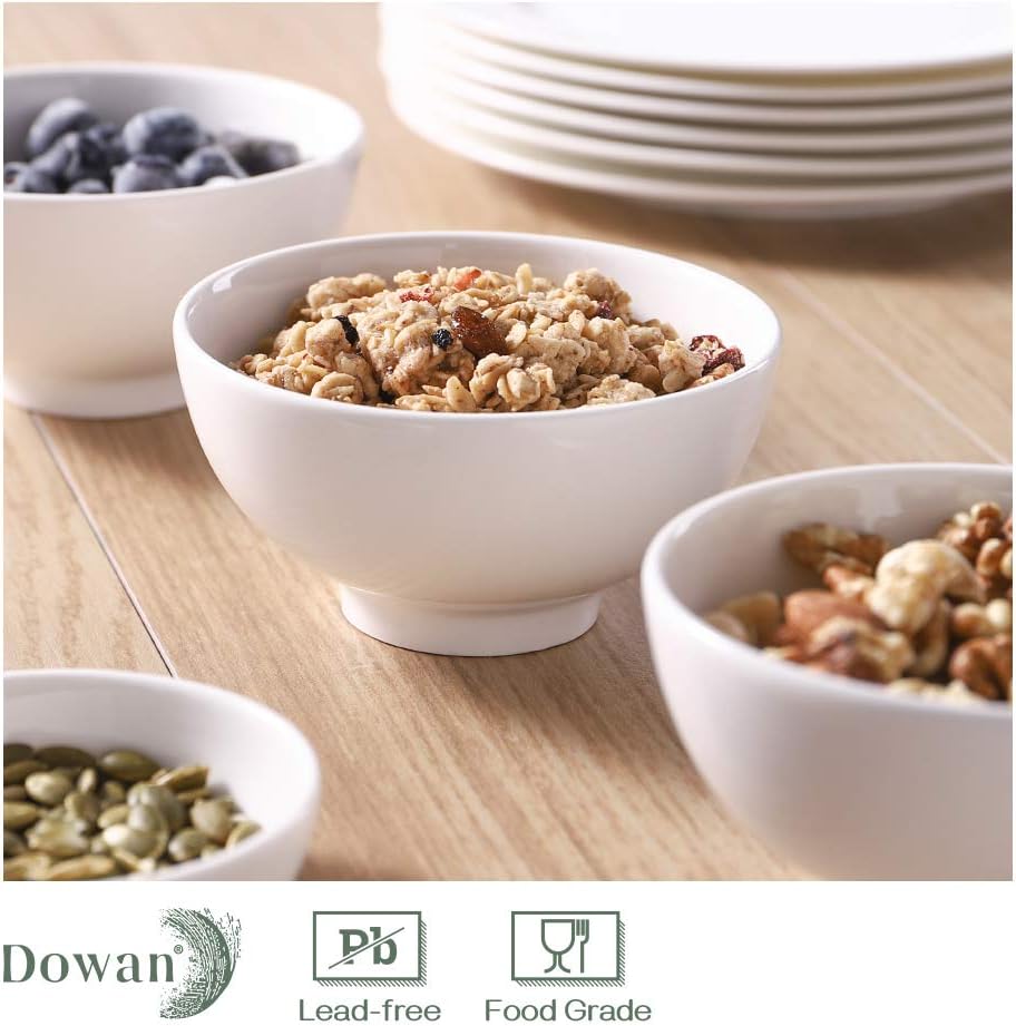 DOWAN 10 OZ Off-White Small Dessert Bowls Set of 8 - 4.5" Ceramic Cereal Bowls for Soup, Rice, Ice Cream