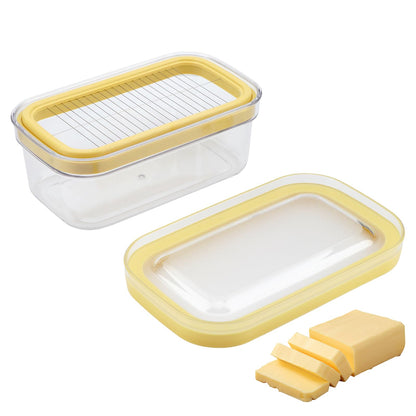 Airtight Butter Slicer Cutter, 2-in-1 Butter Slicer & Storage Container Dish with Lid for Fridge, Stainless Steel Cutting Grid Easy Cutting Two 4oz Sticks for Home Kitchens