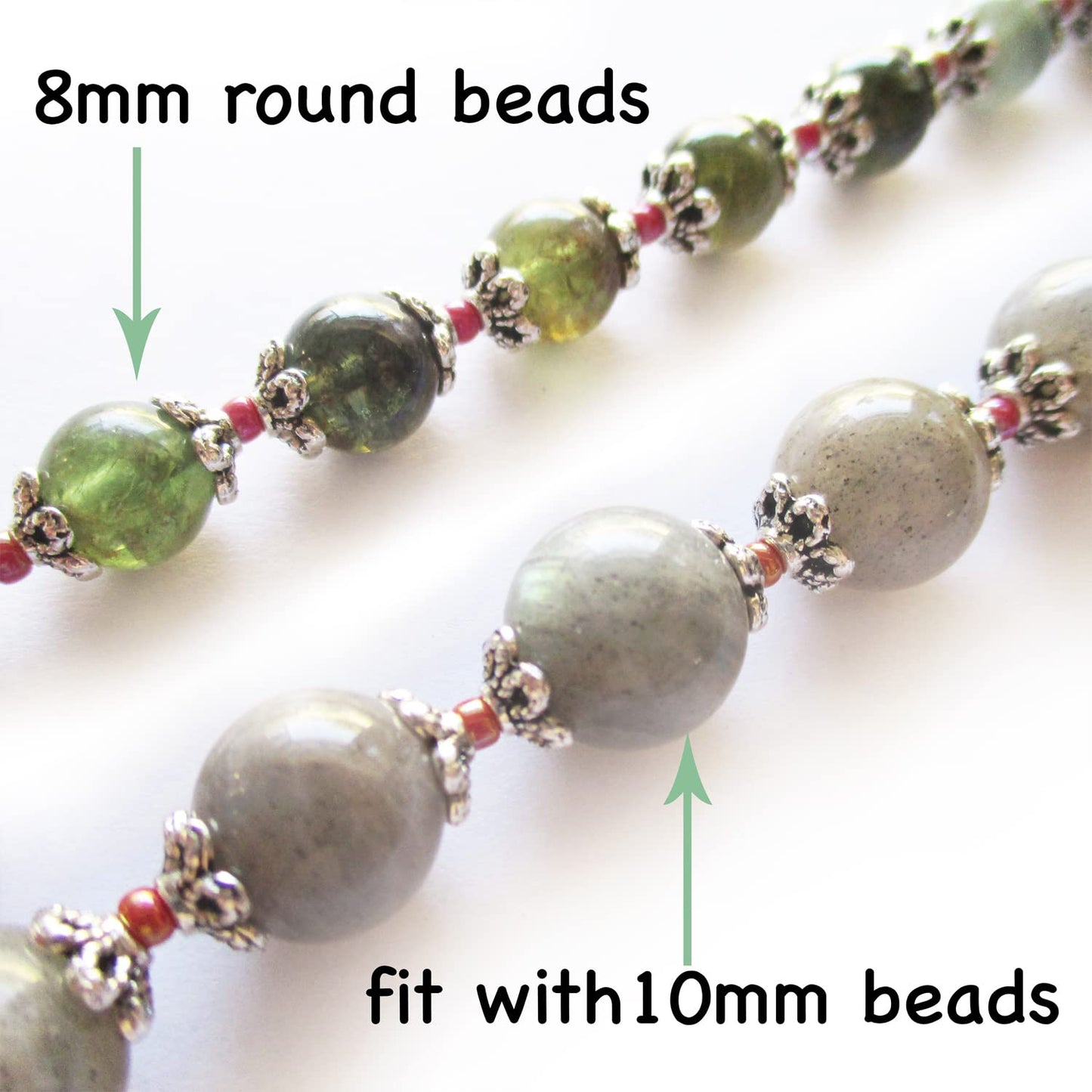 Heather's cf Flower Bead Caps Custom Fancy Charm Jewelry Making Spacer Kit Findings Bulk Vintage for Bracelets Earrings Necklaces Rings Beading Supplies Craft Non Tarnish DIY (Silver Tone - 500 Pcs)
