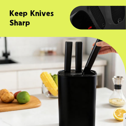 Universal Knife Block, Detachable Square Knife Storage Holder (Knives Not Included) - Black Kitchen Knife Stand