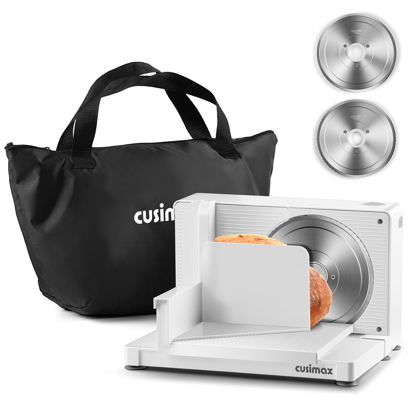 CUSIMAX Foldable Meat Slicer, Meat Slicer for Home with Child Safety Switch and 2 Removable Blades,Electric Deli Slicer Adjustable Thickness 0-20mm and Storage Bag