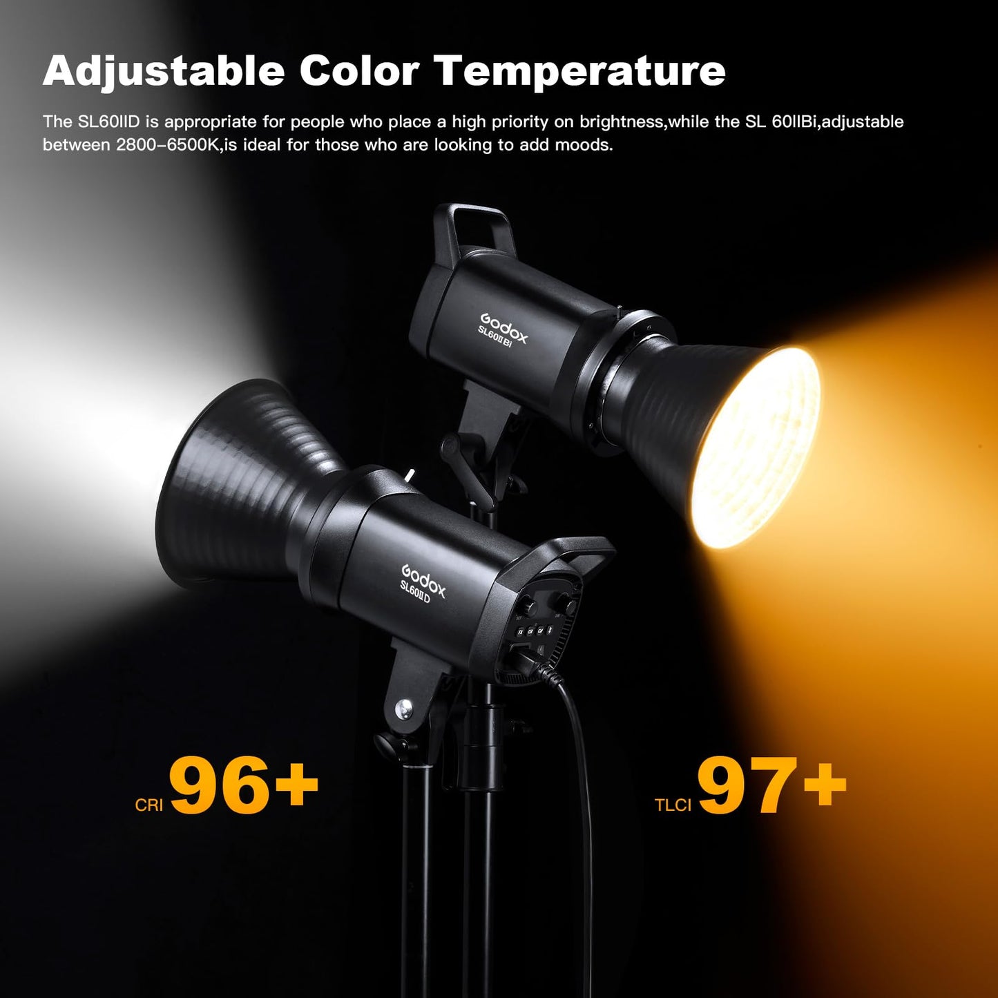 Godox 3 Pack SL-60II bi 180W CRI95+ White Continuous Output Lighting LED Video Light Bowens Mount Kit for YouTube,Video Shooting,Studio,Children Photography,Wedding &Softbox,Light Stand,Carrying Bag