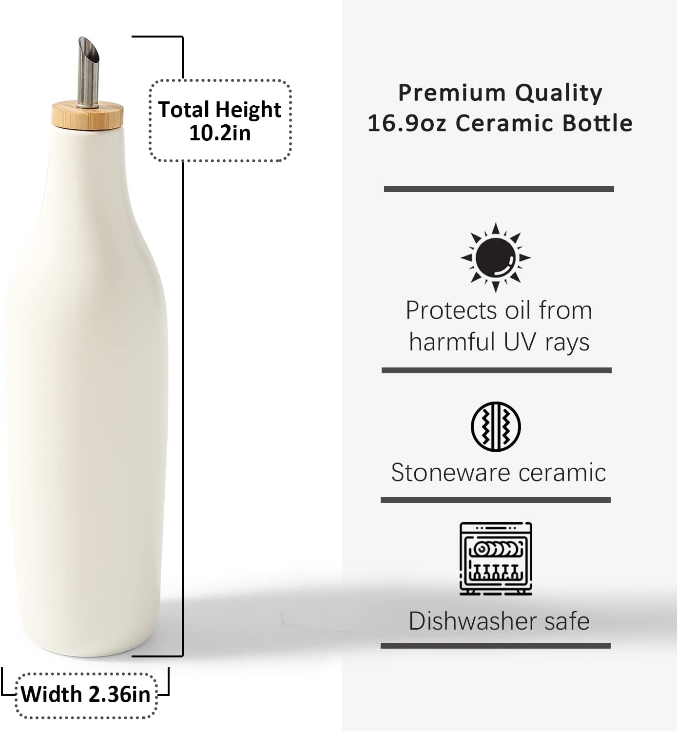 16oz HOMCDALY Ceramic Olive Oil Dispenser for Kitchen, Stoneware Oil and Vinegar Bottles Dispenser, Kitchen Dispenser