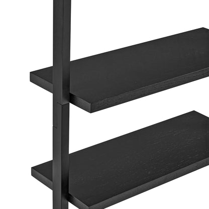 Nathan James Beacon Bohemian 5 Tier Bookshelf, Wall Mounted Bookcase, Solid Wood Bookshelf in Black Oak, Set of 2