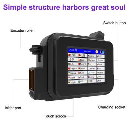 iottim Upgraded Mini Inkjet Printer for All Materials, Fast-Drying SolventInk Cartridge & 28 Languages, Inkjet Coding Machine for Code Date Label Industry Design House Usage