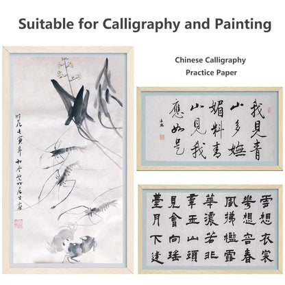 Xuan Paper Half Raw, 13.4" x 27.2" - 100 Sheets, Chinese Japanese Calligraphy Practice, Writing Drawing Rice Paper,Premium Japanese Sumi Paper