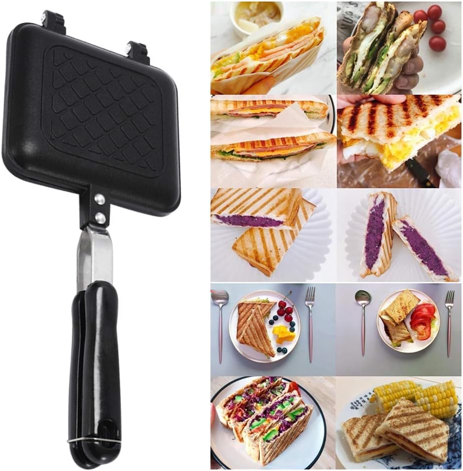 Double-Sided Frying Pan, Non-Stick Sandwich Maker, Grilled Sandwich and Panini Maker, Waffle Pancake Griddle Pan