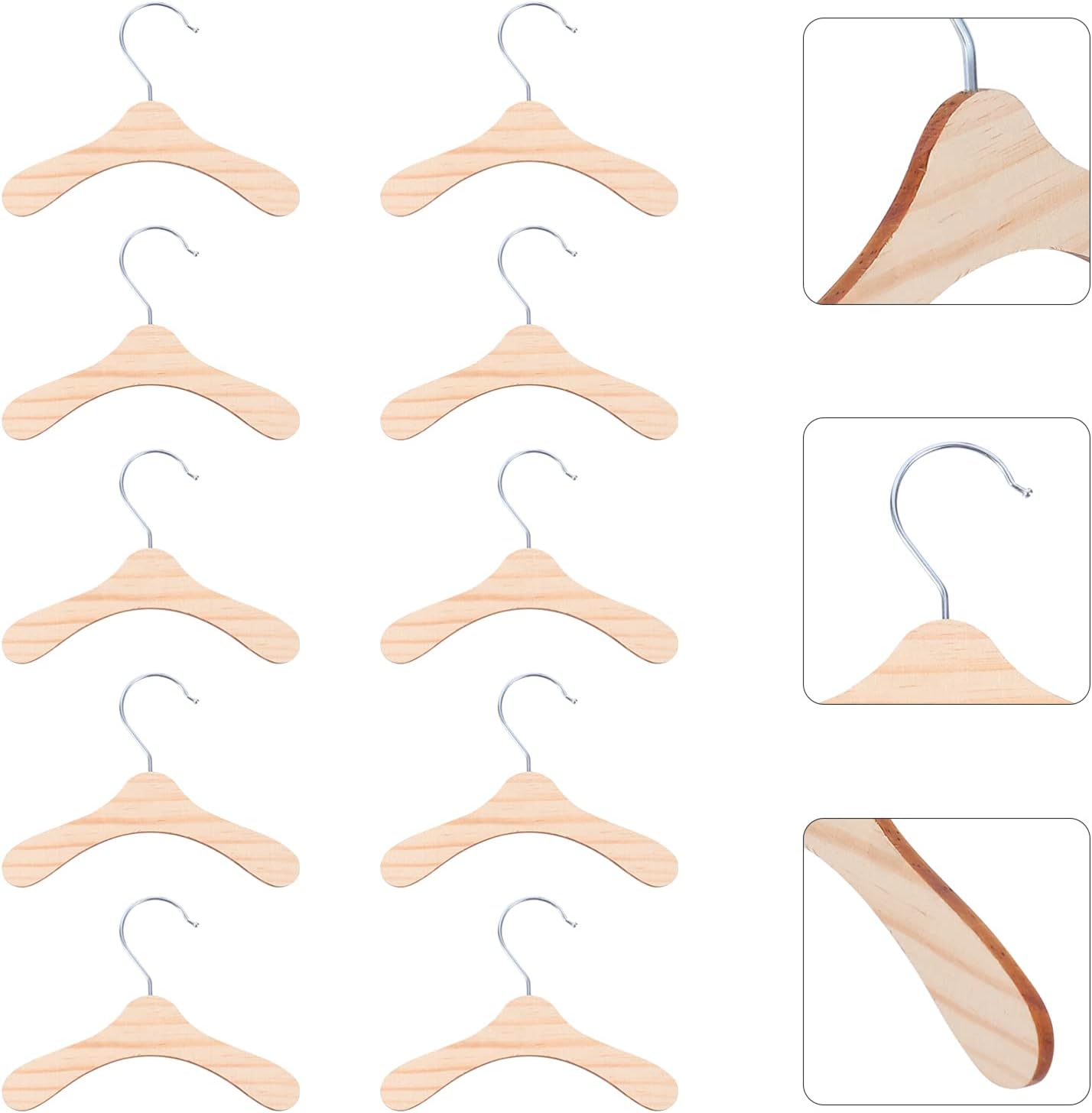 10Pcs Wooden Pet Hangers - Compact and Lightweight Clothing Rack for Small Dogs, 5.51 Inch Durable Wood Hangers