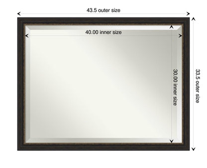Amanti Art Bronze Wall Mirror 34x44 Accent Bronze Narrow Rectangle Bathroom Mirror for Wall Decor Living Room, X-Large Traditional Frame, Hangs Horizonally and Vertically, Bathroom Decor, Beveled Edge