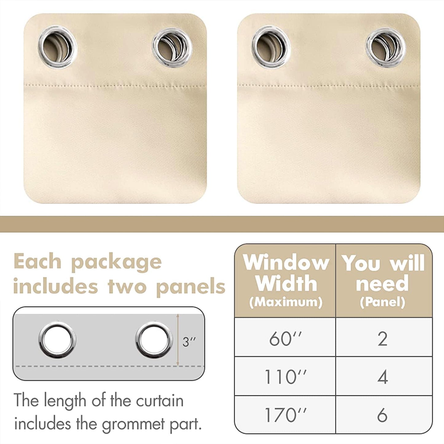 MIULEE Blackout Curtains for Bedroom Living Room, Thermal Insulated Room Darkening Grommet Top Drapery Set of 2