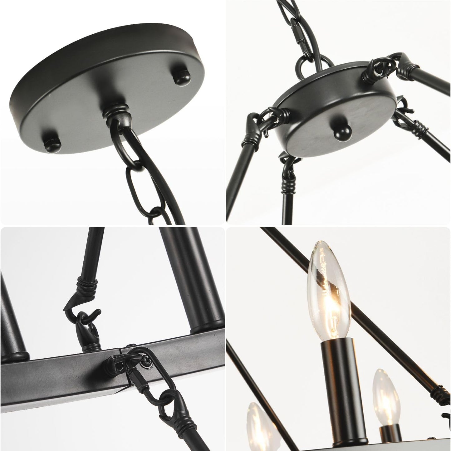 54-Lights 2 Tier Wagon Wheel Chandelier, 60" Large Chandeliers for High Ceilings, Round Black Chandeliers for Dining Room, Farmhouse Foyer Lighting Fixtures, for Living Room, Staircase, Entryway