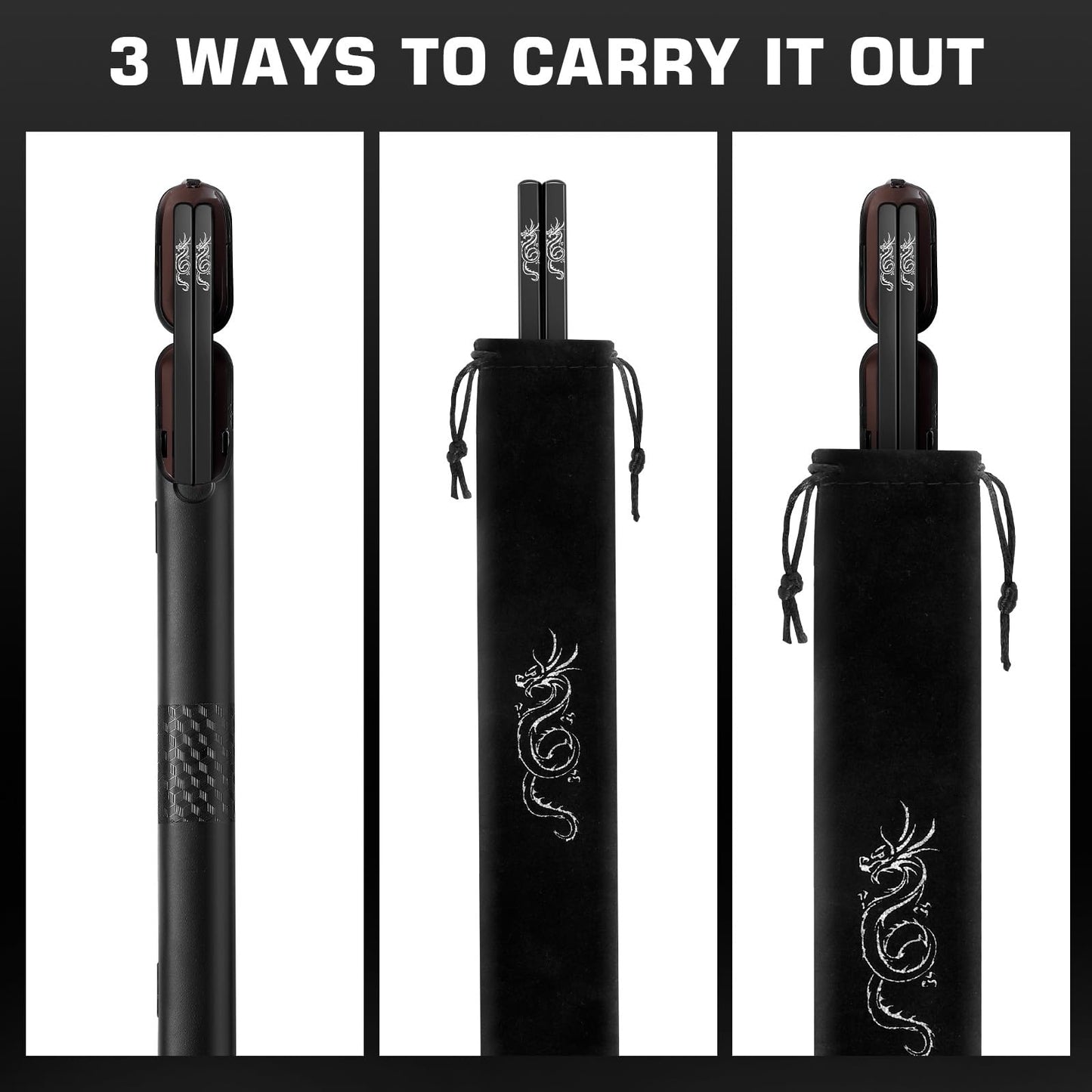 Youda 99.8% Pure TITANIUM Chopsticks 1 Pairs with Black Carrying Case Ultralight and Reusable Chopsticks for Camping, Home, Travel