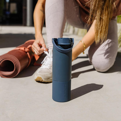 BrüMate Rise 35oz Water Bottle With Covered Silicone Straw | 100% Leakproof Insulated Water Bottle | Soft Sip Silicone Spout | Made of Stainless Steel | 35oz (Black Stainless)