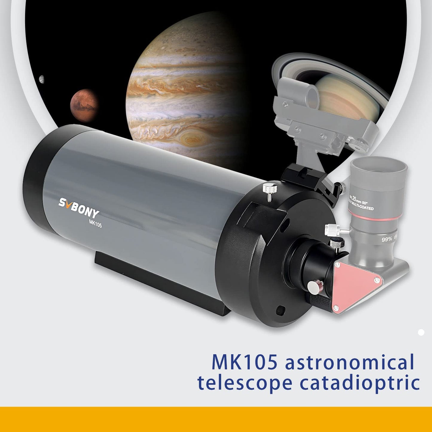 SVBONY MK105 Maksutov-Cassegrain Telescope, Dispersion-Free Imaging, 105mm Catadioptric Telescopes,160mm Dovetail Plate Catadioptric OTA, High-Reverse Electrolyte Coating for Planet Visual Photography