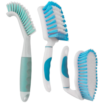3 Pack Scrub Brush Set, Heavy-Duty Scrub Scrubbing Brushes for Cleaning, Grout Brush with Stiff Bristles Cleaning Brush for Bathroom, Bathtub, Kitchen, Floor, Tub, Tile, Sink