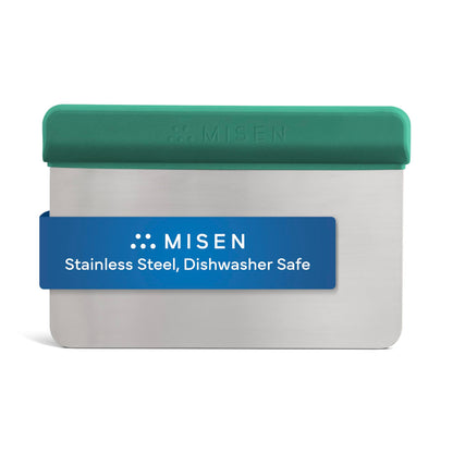Misen Stainless Steel Bench Scraper - Versatile Food Scraper with Walnut Handle - Ideal for Kitchen, Pastry & Dough - Durable Cutting Board Scraper Tool - Effortless Transfer into Pots & Pans - Green