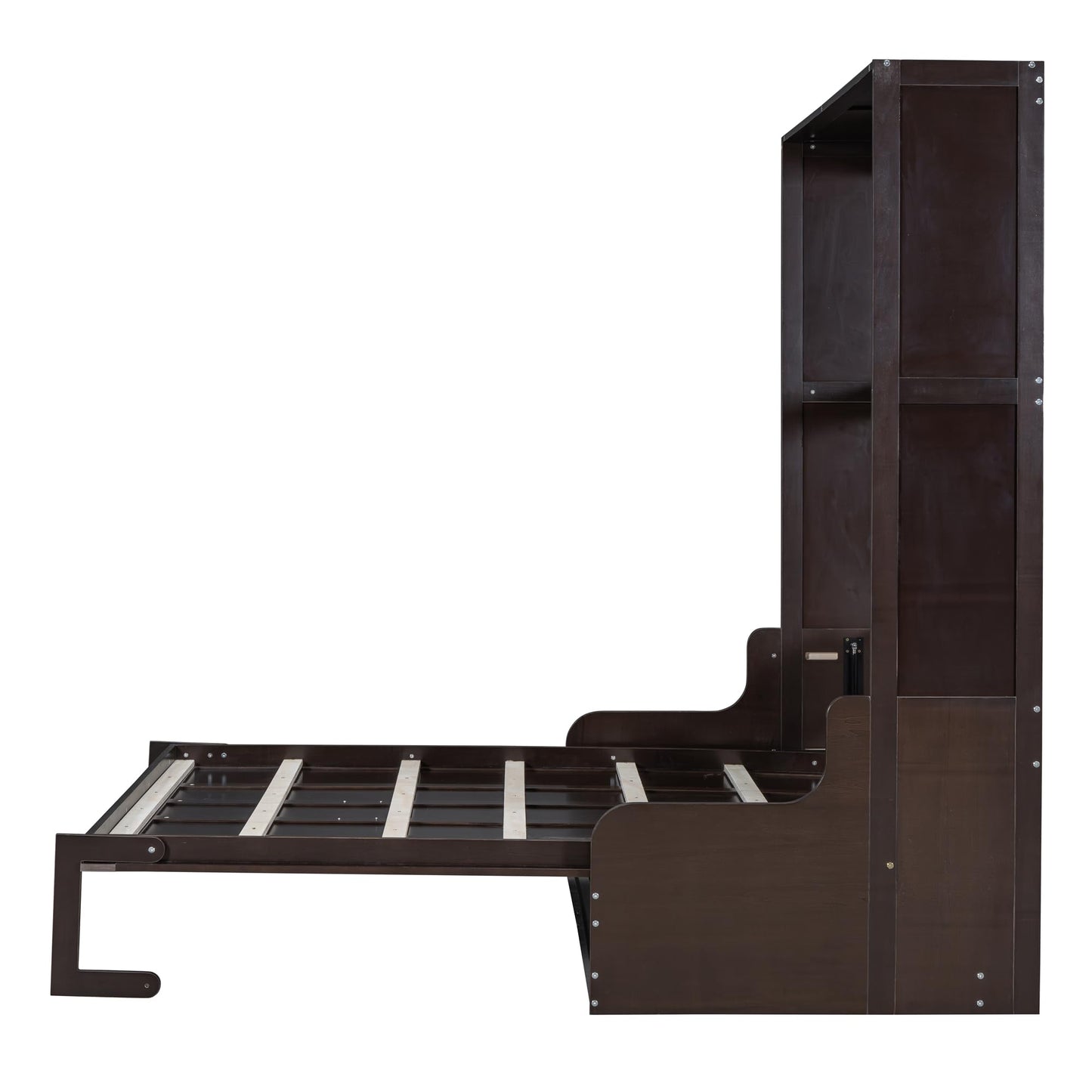 Ball & Cast Murphy Bed Queen Size Wall Bed with Sofa,Wood Murphy Bed,Platform Bedfram Chest can be Folded,Hideaway Cabinet w/Cushion,Space-Saving Furniture for Study,Office,Espresso