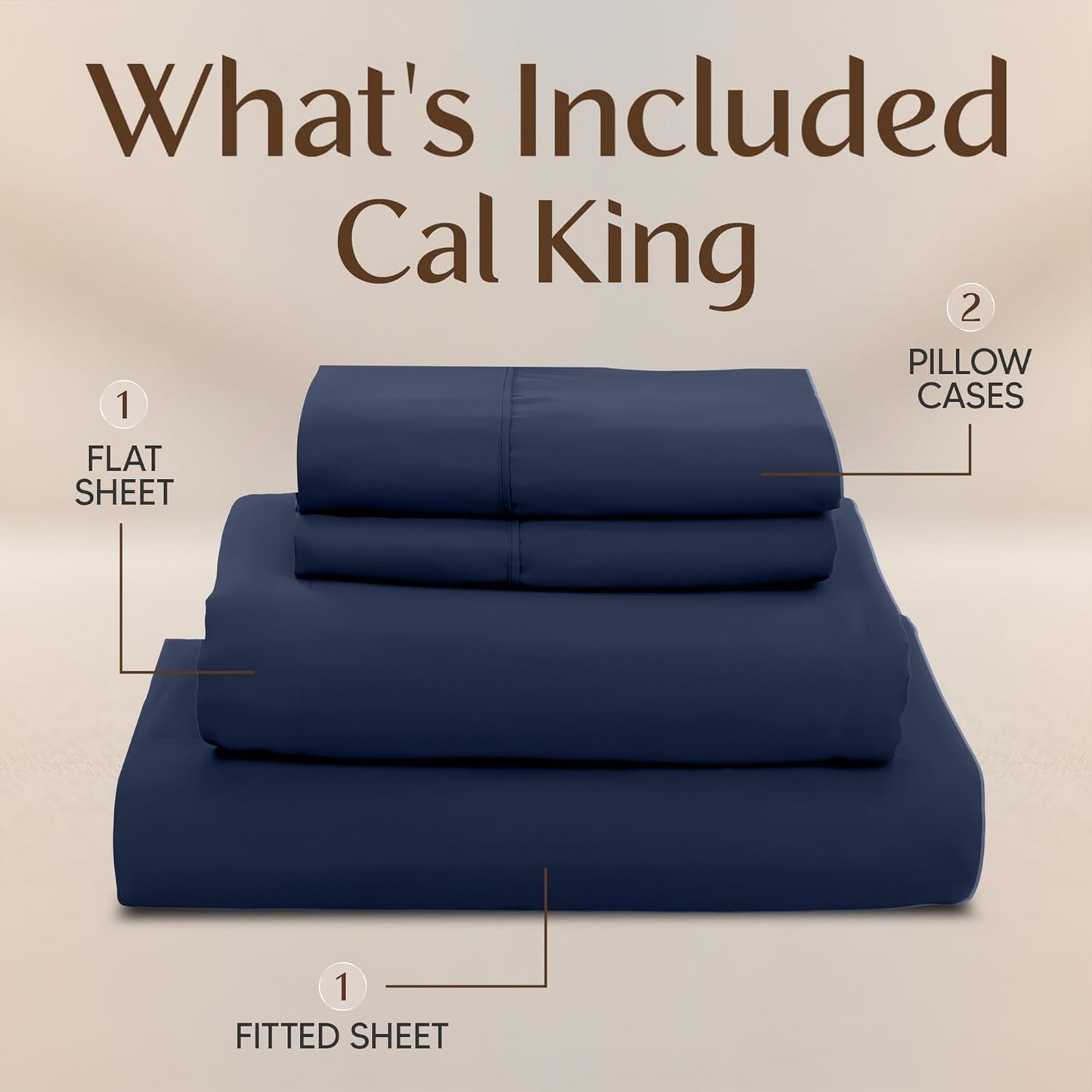 Utopia Bedding California King Size Sheet Set - Soft, Breathable Microfiber, 4-Piece in Navy Blue