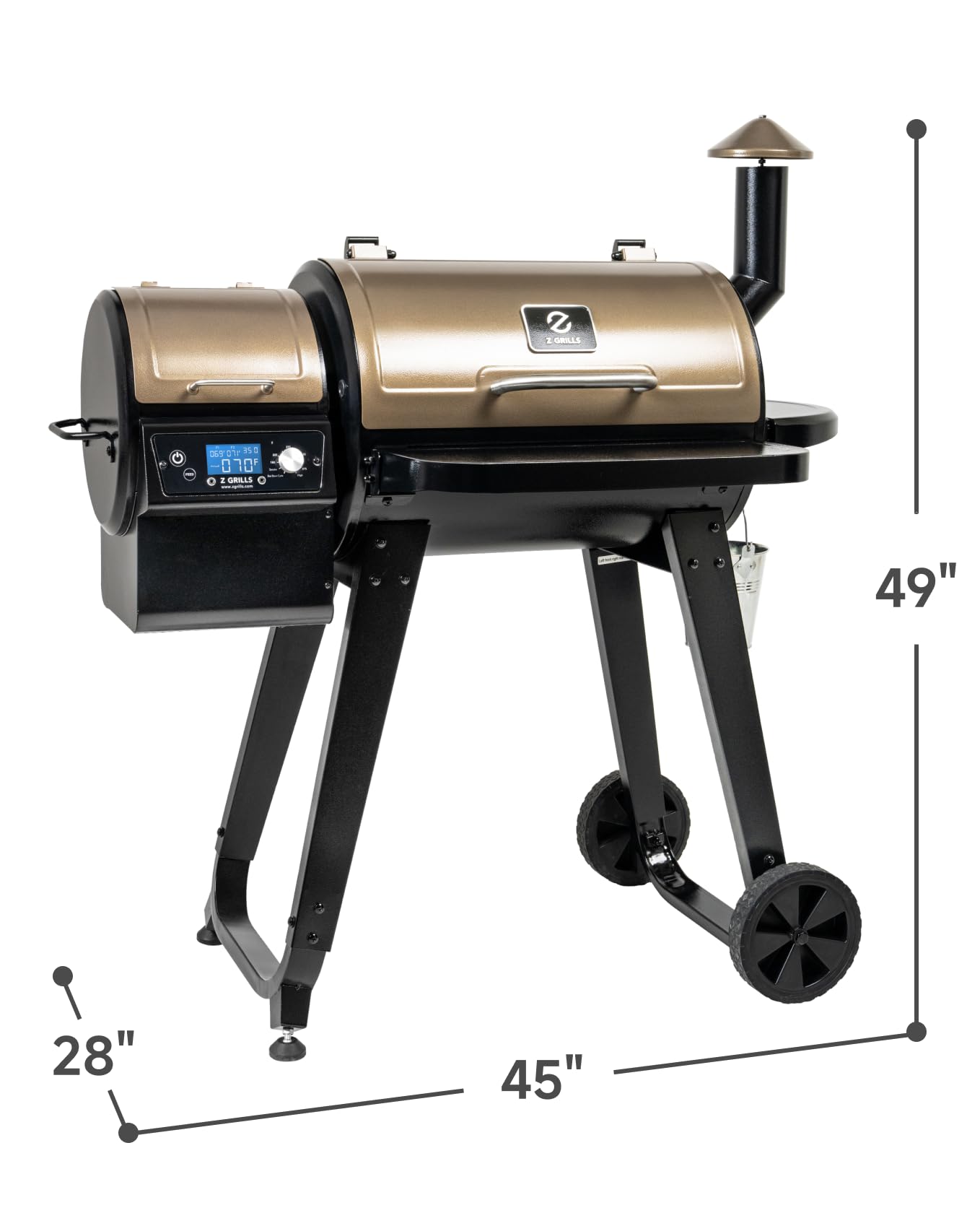 Z GRILLS ZPG-450A2 Wood Pellet Grill & Smoker, PID V3.0 Controller, 459 Sq in Cook Area, Foldable Shelf, Meat Probe, Rain Cover, 8 in 1 BBQ Grill Outdoor Auto Temperature Control, Bronze