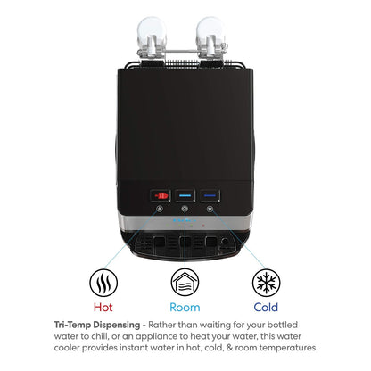 Brio Countertop Self Cleaning Bottleless Water Cooler Dispenser with Filtration - Hot Cold and Room Temperature Water. Free Extra Replacement Filters Included - UL/Energy Star Approved