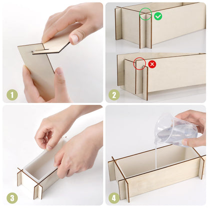 Large Resin Molds, Rectangle Silicone Molds for Epoxy Resin, 5 PCS Cuboid Resin Moulds with Wooden Support, Deep Casting Molds for Preserving Flowers, Insect Specimens, DIY Gifts, Furniture Decoration
