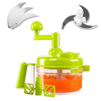 Tenta Kitchen Food processes Hand Crank Food Processor/Manual Food Chopper/Meat Grinder/Vegetable Dicer And Mincer/Fruit Blender With Egg Separator Rotary Onion Chopper(2 Sets steel blades)