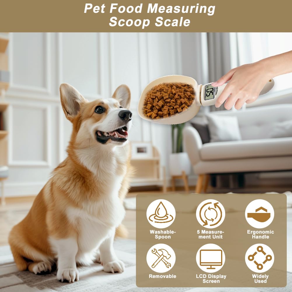 SEILETOO 2PCS Digital Measuring Spoon Scale, Adjustable Electronic Measuring Spoon with 2PCS Hooks, Digital Kitchen Scale Spoon with Removable Handle, for Cooking, Baking, Pet Food, Daily Meals