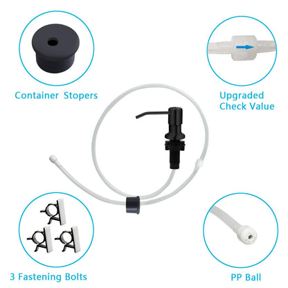 Kitchen Sink Soap Dispenser, Under Sink Soap Dispenser Pump, Good Suction Pwer, 47" Extension Tube Connect to The Soap Contaner Directly, Say Goodbye to Frequent Refills (Black)